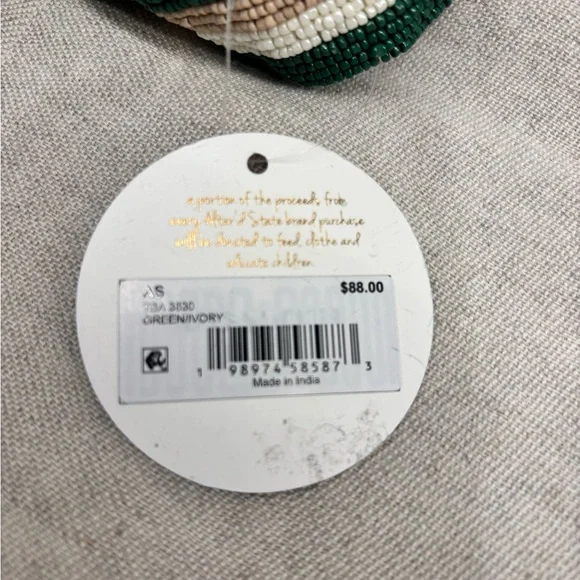 Altar'd State Beaded Shoulder Bag - Green and Beige Striped - Boho - Picture 8 of 12